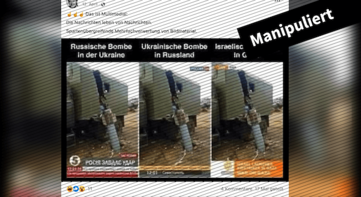 Faktencheck-Collage Rakete Ostaukraine