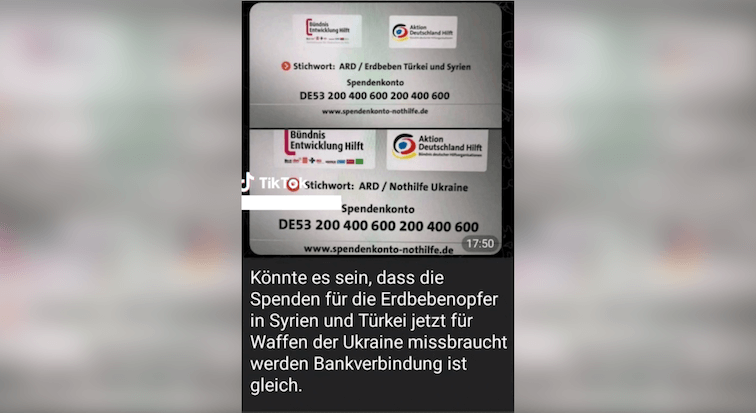 Screenshot und Collage von einem Tiktok-Beitrag mit der Behauptung